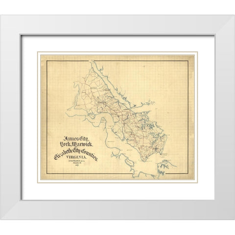 York County Virginia - Hotchkifs 1867 White Modern Wood Framed Art Print with Double Matting by Hotchkifs