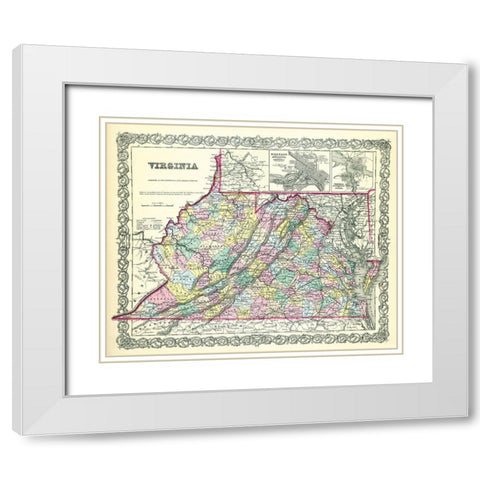 Virginia - Colton 1856 White Modern Wood Framed Art Print with Double Matting by Colton