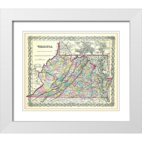 Virginia - Colton 1856 White Modern Wood Framed Art Print with Double Matting by Colton