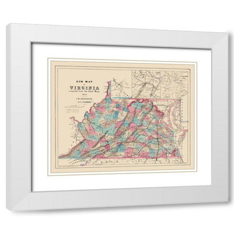 Virginia, West Virginia - Hoyer 1861 White Modern Wood Framed Art Print with Double Matting by Hoyer