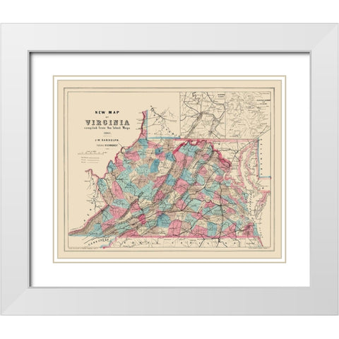 Virginia, West Virginia - Hoyer 1861 White Modern Wood Framed Art Print with Double Matting by Hoyer