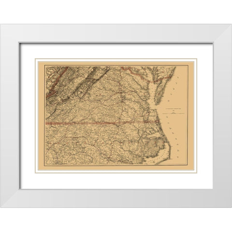 Virginia Southern and Northern North Carolina 1865 White Modern Wood Framed Art Print with Double Matting by USCS