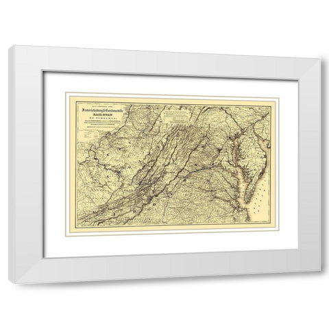 Fredericksburg and Gordonsville Virginia 1869 White Modern Wood Framed Art Print with Double Matting by Colton