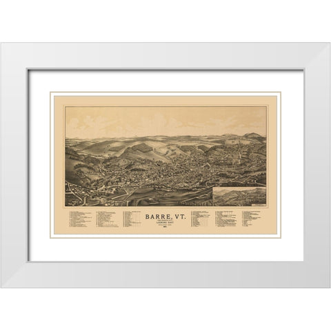 Barre Vermont - Norris 1891 White Modern Wood Framed Art Print with Double Matting by Norris