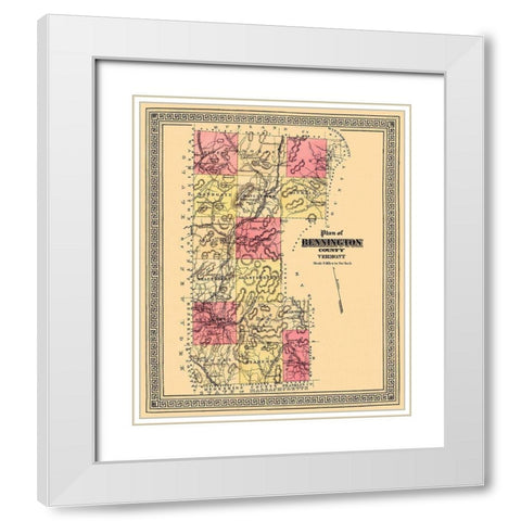 Bennington Vermont - Beers 1876 White Modern Wood Framed Art Print with Double Matting by Beers