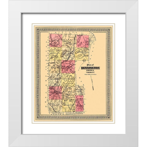 Bennington Vermont - Beers 1876 White Modern Wood Framed Art Print with Double Matting by Beers