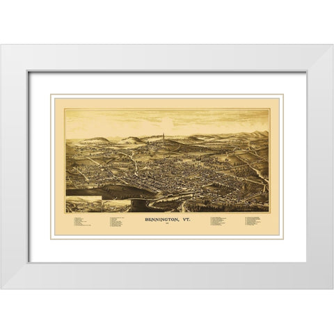 Bennington Vermont - Burleigh 1887 White Modern Wood Framed Art Print with Double Matting by Burleigh