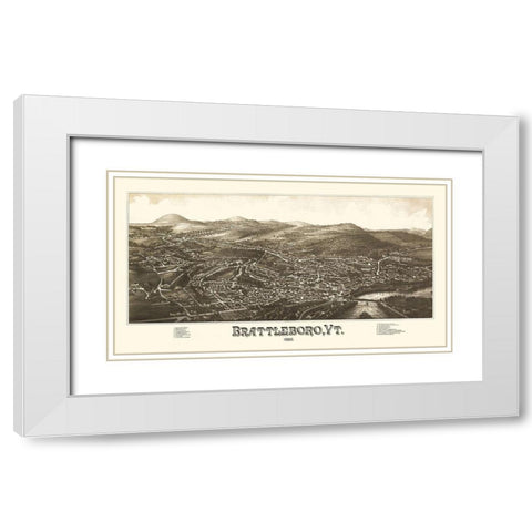 Brattleboro Vermont - Burleigh 1886 White Modern Wood Framed Art Print with Double Matting by Burleigh