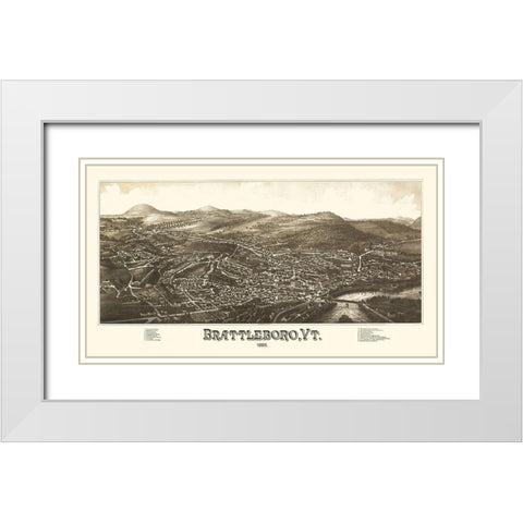 Brattleboro Vermont - Burleigh 1886 White Modern Wood Framed Art Print with Double Matting by Burleigh