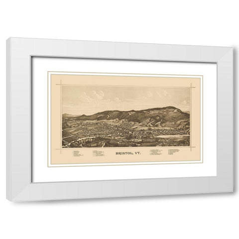 Bristol Vermont - Norris 1889 White Modern Wood Framed Art Print with Double Matting by Norris
