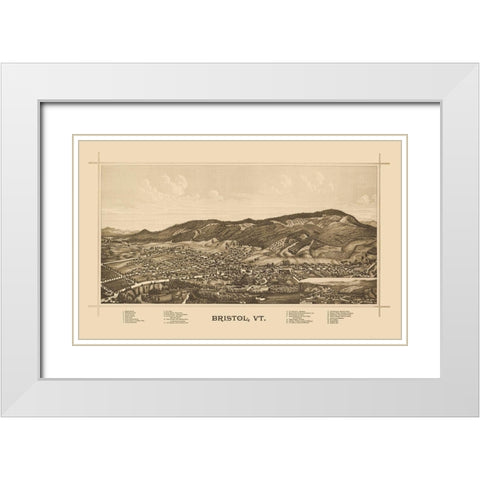 Bristol Vermont - Norris 1889 White Modern Wood Framed Art Print with Double Matting by Norris