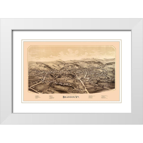 Brandon Vermont - Burleigh 1890 White Modern Wood Framed Art Print with Double Matting by Burleigh