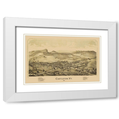 Castleton Vermont - Burleigh 1889 White Modern Wood Framed Art Print with Double Matting by Burleigh
