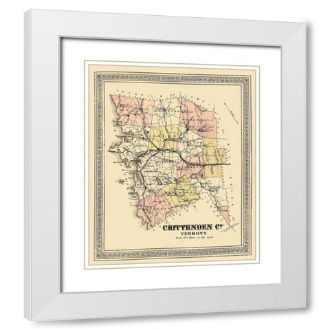 Chittenden Vermont - Beers 1878 White Modern Wood Framed Art Print with Double Matting by Beers