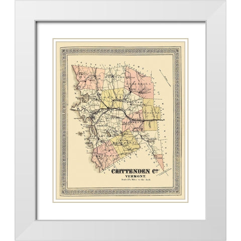 Chittenden Vermont - Beers 1878 White Modern Wood Framed Art Print with Double Matting by Beers