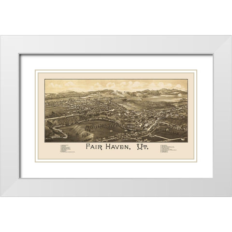 Fair Haven Vermont - Burleigh 1886 White Modern Wood Framed Art Print with Double Matting by Burleigh