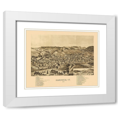 Hardwick Vermont - Norris 1892 White Modern Wood Framed Art Print with Double Matting by Norris
