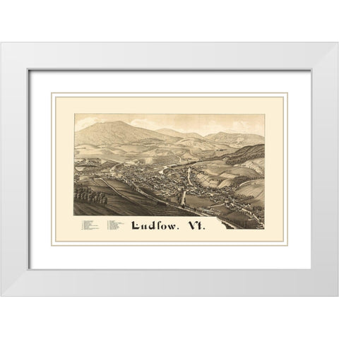 Ludlow Vermont - Burleigh 1885 White Modern Wood Framed Art Print with Double Matting by Burleigh