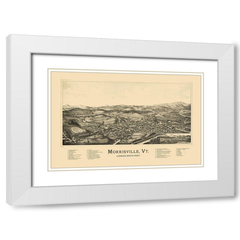 Morrisville Vermont - Norris 1889 White Modern Wood Framed Art Print with Double Matting by Norris