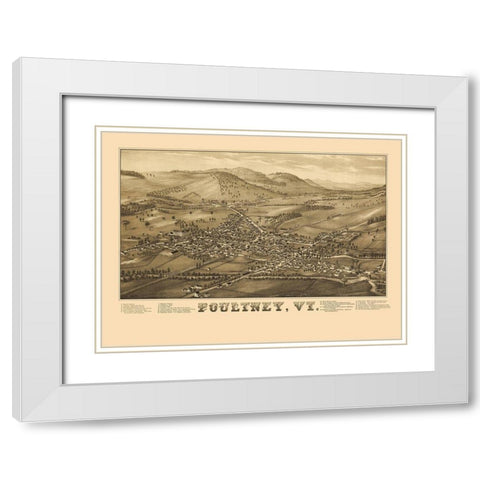 Poultney Vermont - Burleigh 1886 White Modern Wood Framed Art Print with Double Matting by Burleigh