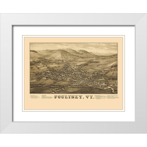 Poultney Vermont - Burleigh 1886 White Modern Wood Framed Art Print with Double Matting by Burleigh