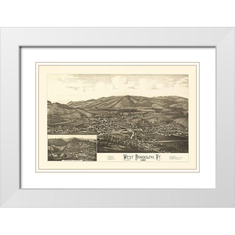 West Randolph Vermont - Burleigh 1886 White Modern Wood Framed Art Print with Double Matting by Burleigh