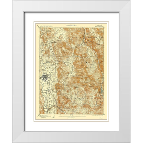 Rutland Vermont Quad - USGS 1893 White Modern Wood Framed Art Print with Double Matting by USGS