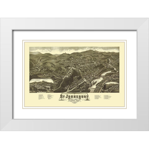 Saint Johnsbury Vermont - Norris 1884 White Modern Wood Framed Art Print with Double Matting by Norris