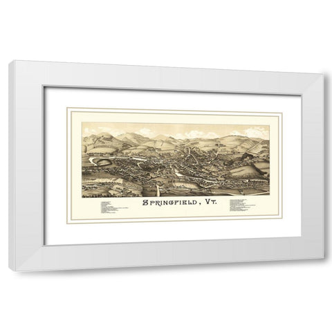 Springfield Vermont - Burleigh 1886 White Modern Wood Framed Art Print with Double Matting by Burleigh