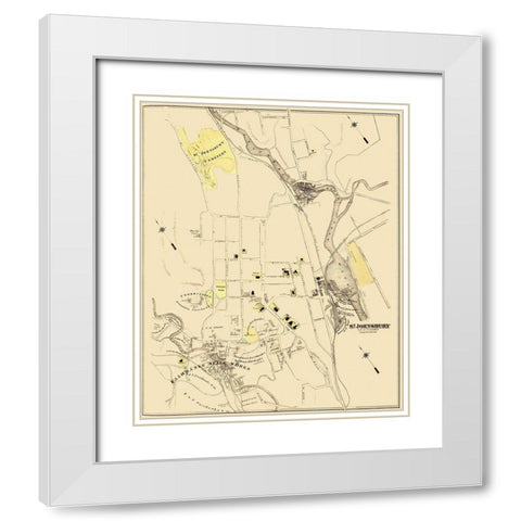 St. Johnsbury Vermont Landowner - Beers 1876 White Modern Wood Framed Art Print with Double Matting by Beers