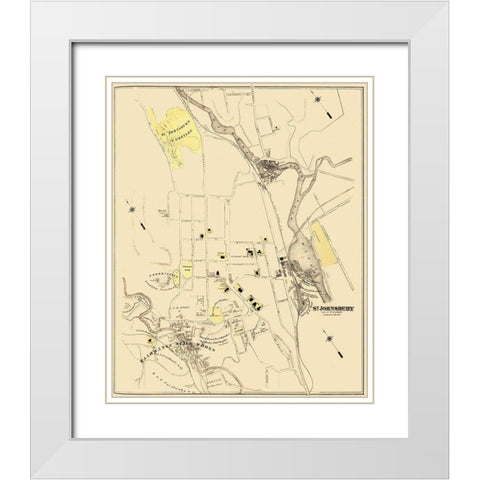 St. Johnsbury Vermont Landowner - Beers 1876 White Modern Wood Framed Art Print with Double Matting by Beers