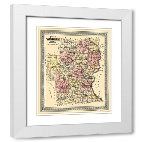 Windham Vermont - Beers 1876 White Modern Wood Framed Art Print with Double Matting by Beers