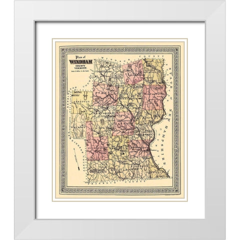 Windham Vermont - Beers 1876 White Modern Wood Framed Art Print with Double Matting by Beers