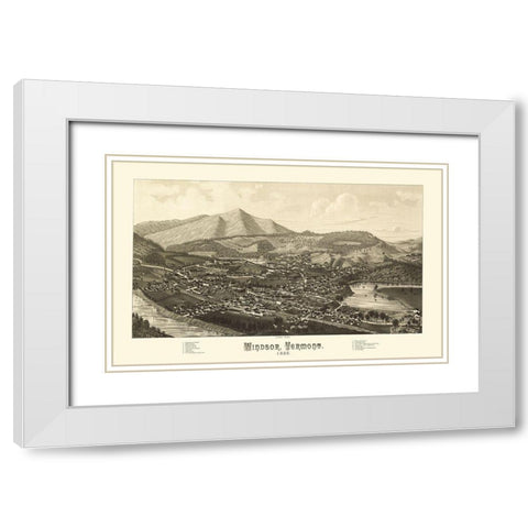 Windsor Vermont - Burleigh 1886 White Modern Wood Framed Art Print with Double Matting by Burleigh