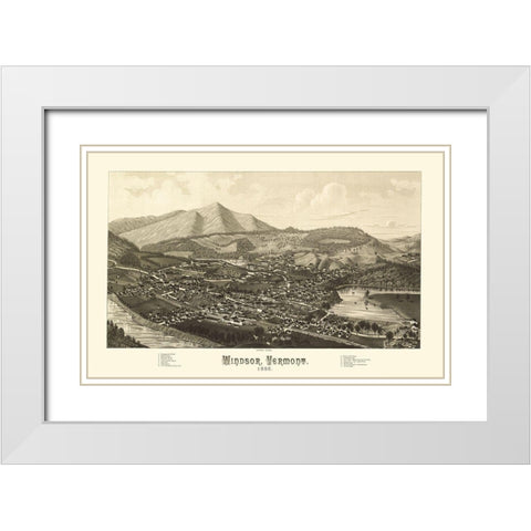 Windsor Vermont - Burleigh 1886 White Modern Wood Framed Art Print with Double Matting by Burleigh