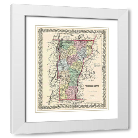 Vermont - Colton 1855 White Modern Wood Framed Art Print with Double Matting by Colton