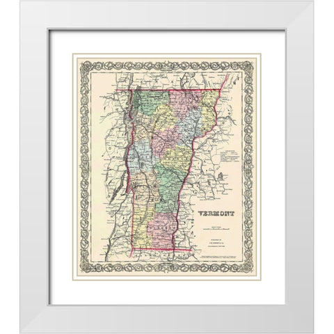 Vermont - Colton 1855 White Modern Wood Framed Art Print with Double Matting by Colton