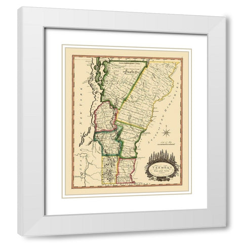 Vermont - Doolittle 1795 White Modern Wood Framed Art Print with Double Matting by Doolittle
