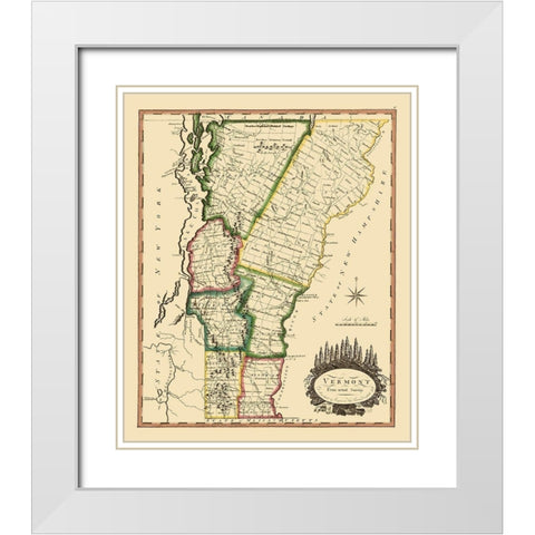 Vermont - Doolittle 1795 White Modern Wood Framed Art Print with Double Matting by Doolittle
