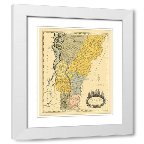 Vermont - Doolittle 1814 White Modern Wood Framed Art Print with Double Matting by Doolittle