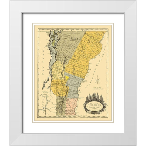 Vermont - Doolittle 1814 White Modern Wood Framed Art Print with Double Matting by Doolittle