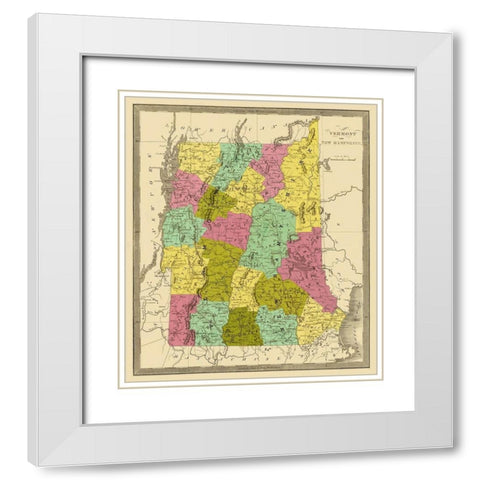 Vermont, New Hampshire - Greenleaf 1840 White Modern Wood Framed Art Print with Double Matting by Greenleaf
