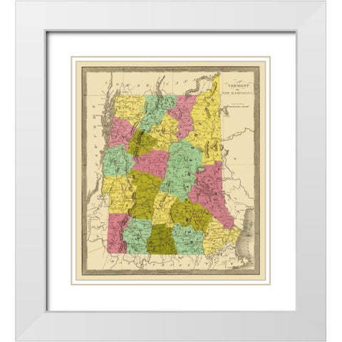 Vermont, New Hampshire - Greenleaf 1840 White Modern Wood Framed Art Print with Double Matting by Greenleaf