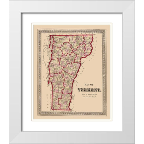 Vermont - Burgett 1876 White Modern Wood Framed Art Print with Double Matting by Burgett