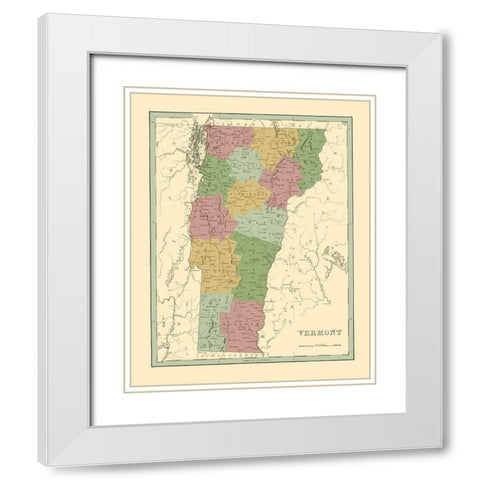 Vermont - Bradford 1838 White Modern Wood Framed Art Print with Double Matting by Bradford