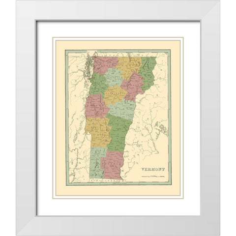 Vermont - Bradford 1838 White Modern Wood Framed Art Print with Double Matting by Bradford
