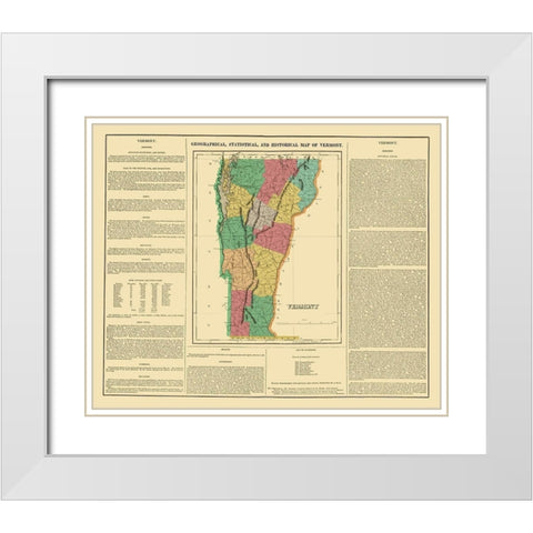 Vermont - Carey and Lea 1822 White Modern Wood Framed Art Print with Double Matting by Carey
