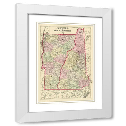 Vermont, New Hampshire - Bradley 1882 White Modern Wood Framed Art Print with Double Matting by Bradley