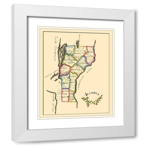 Vermont - Henshaw 1823 White Modern Wood Framed Art Print with Double Matting by Henshaw
