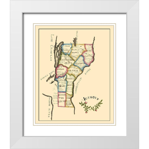 Vermont - Henshaw 1823 White Modern Wood Framed Art Print with Double Matting by Henshaw